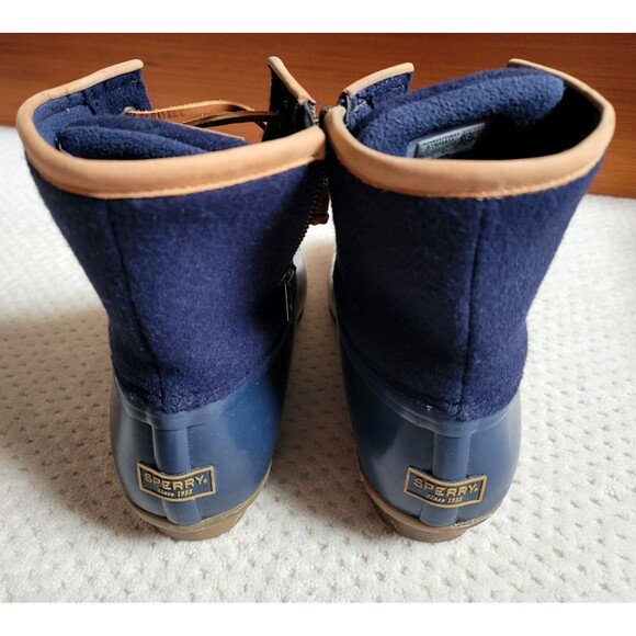 Sperry Women's Saltwater Emboss Wool Rain Winter Snow DUCK BOOT Navy Sz 10 - Picture 3 of 9
